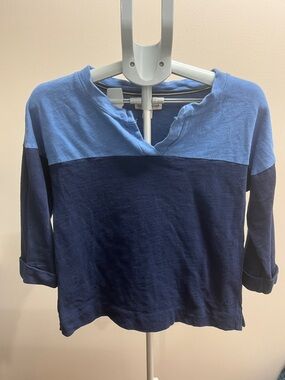 Coldwater Creek Two-Tone Light & Dark Blue Long Sleeve Top